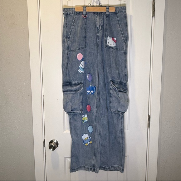 Hello Kitty Denim - Hello Kitty And Friends Balloon Denim Cargo Jeans Size 9